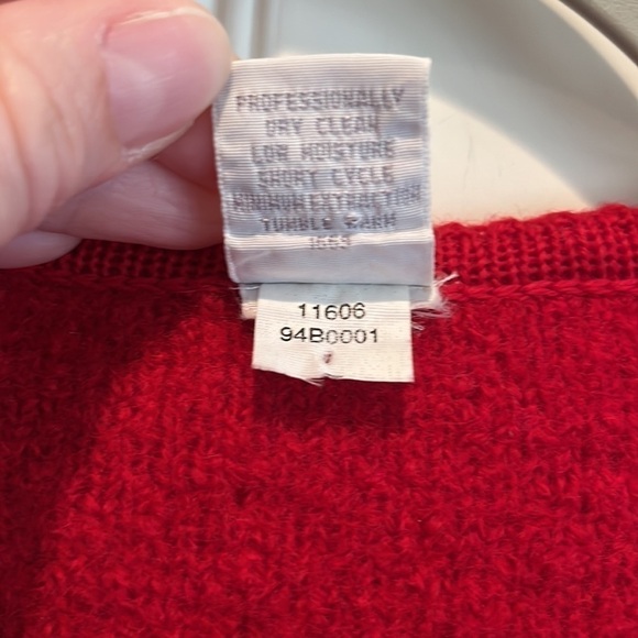 VINTAGE lands end classic red wool cardigan sweater size 10 granny Grandmacore - Picture 5 of 11